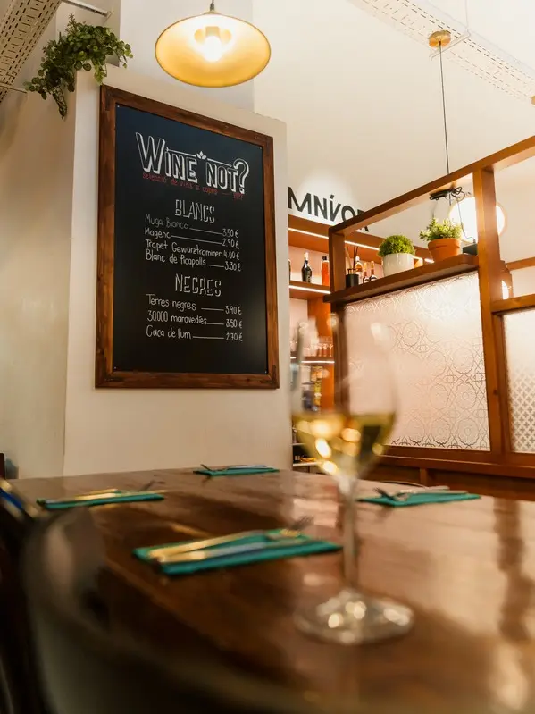 Local wine served at Omnívor in Olesa de Montserrat